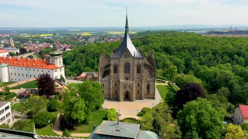 View of Kutna Hora with Saint Barbara's Church that is a UNESCO world heritage site, Czech Republic.