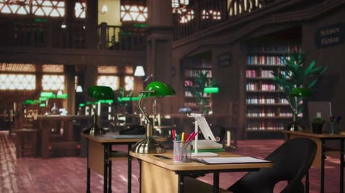Traditional Library with Grand Interiors Featuring Bookshelves and Study Areas