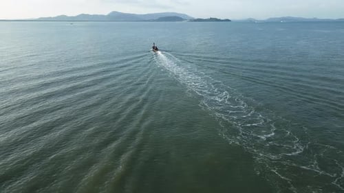Aerial View of Boats in a Peaceful Harbor in Thailand Blue Waters
