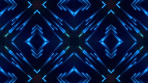 Dynamische neonblaue Lichtstreifen pulsieren auf futuristischem dunklem Hintergrund