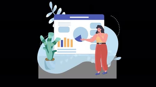 Empowering Businesswoman Presenting Data Analysis in a Modern Office Setting