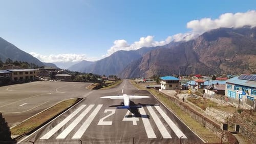 Time Lapse Famous Lukla Airport In Himalayas