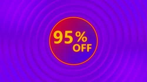 Animated 95 Percent Off Promotion With Geometric Circles
