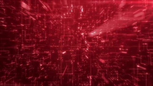 Red Digital Network Loop Background with Glowing Data Lines