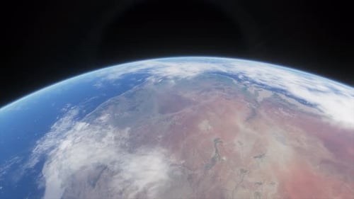 Spaceship Travelling Over Planet Earth