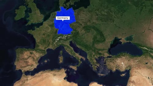 Animated Germany Map Highlight and Zoom Out Reveal