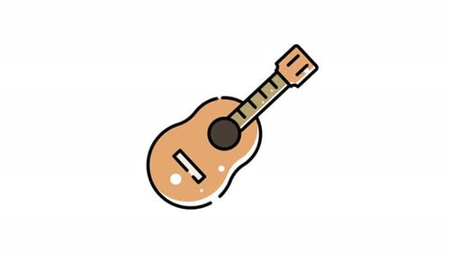 Animated Flat Design Ukulele Icon for Music Content