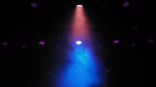 Abstract Dark Background with Colorful Lights and Smoke