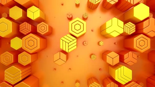 Rising Geometric Hexagons and Cubes Background