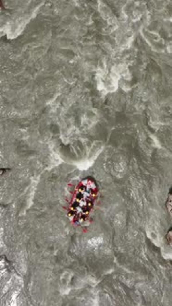 Rafting boat on beautiful mountain river, Nature Stock Footage ft ...