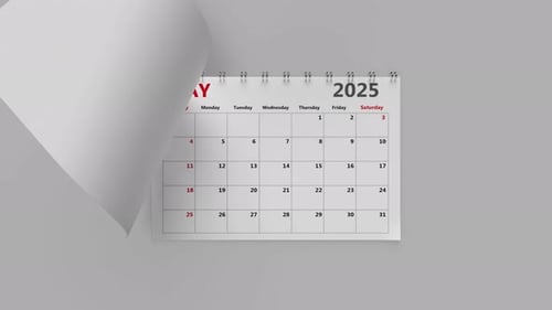 Animated 2025 Yearly Desk Calendar Page Flip