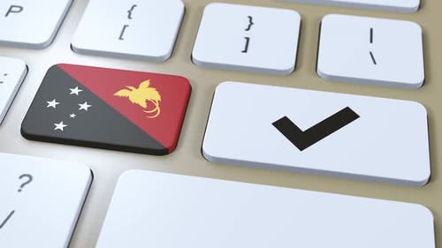 Animated Papua New Guinea Flag Key Press on Computer Keyboard