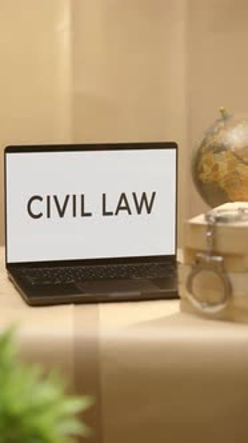 VERTICAL VIDEO OF CIVIL LAW DISPLAYED IN LEGAL LAPTOP SCREEN