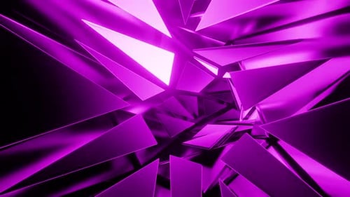 Dynamic abstract neon purple geometric tunnel, futuristic motion
