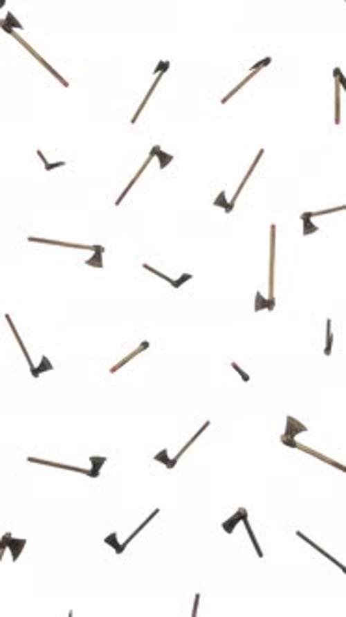 Vertical Floating Axes on White