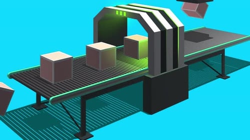 Producción automatizada eficiente con cajas en una cinta transportadora para la industria moderna