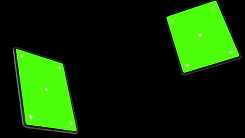 Front View Rendering Device Tablet Mockup Rotate With Green Screen