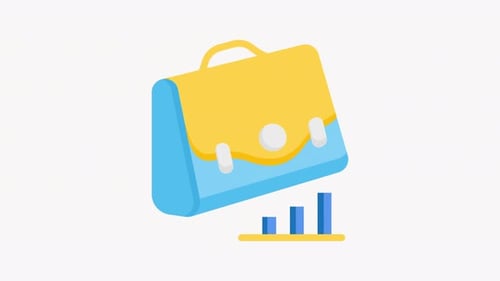 2D Animated Briefcase and Growth Chart Business Illustration