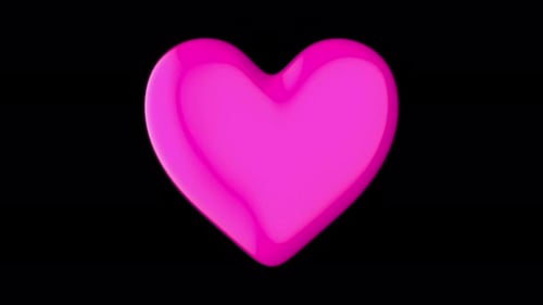 Pink 3D Heart Rotating Loop On Transparent Background