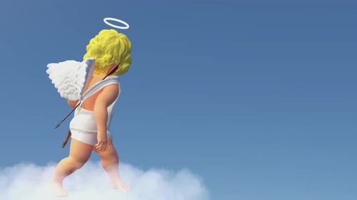 Animated 3D Cupid Character Shooting an Arrow