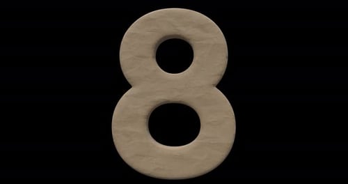 3D Paper Textured Number 8 360 Loop Alpha Channel 4K