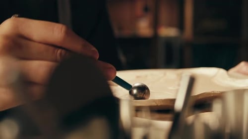 Woman Potter Works with Clay on Master Class in Studio Working Process in Ceramic Workshop Potter