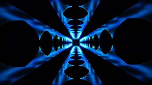 Seamless VJ Loop With Neon Rotating Geometry And Light Pulsations
