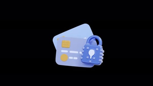 3D Credit Card and Lock Animation for Financial Security