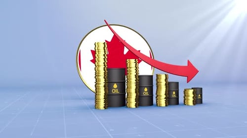 Canada Oil Revenue Decline With Red Arrow