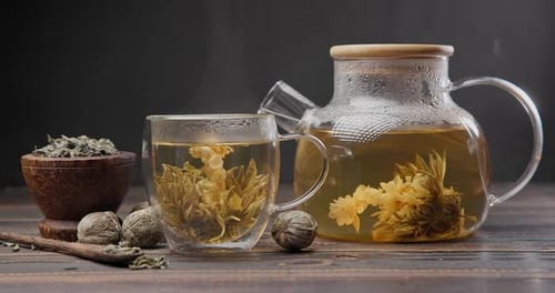 Blooming Flower Tea with Teapot and Cup