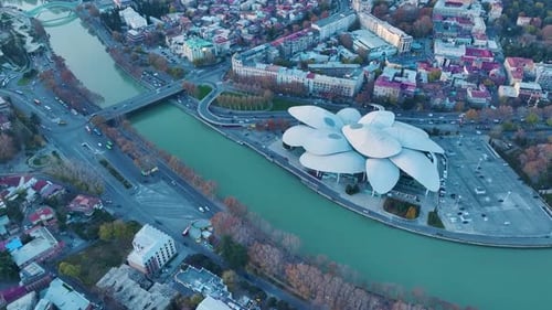 Aerial View Tbilisi s Dawn A Captivating Urban Awakening