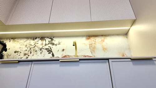 Modern Kitchen Interior with Stylish Gray Cabinets