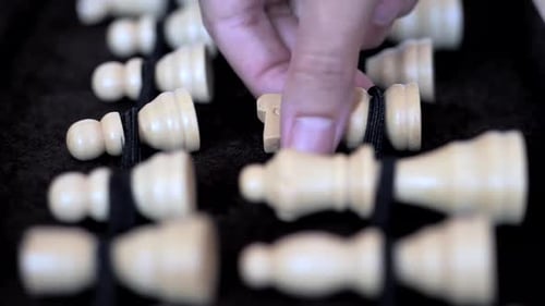 Yuriy Chess pieces. Chess board from hard strategy logic game.