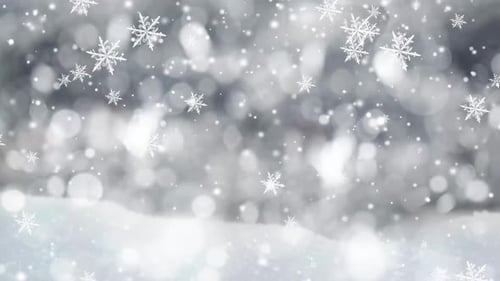 Animated Snowflakes Falling on Snowy Bokeh Background