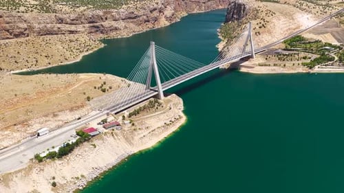 Aerial Video of Euphrates River With Jet Ski Group Adventure