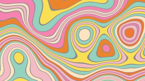 Retro Flat Pastel Psychedelic Wave Loop Background 4K