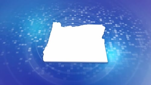 Animated Oregon State Map Outline Reveal on Digital Grid