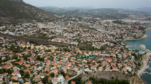 Gorgeous High Angle View of Calpe Alicante Spain City on the Seashore