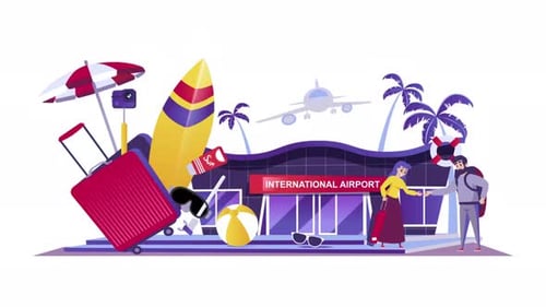 People Saying Goodbye at an International Airport 2D Motion Graphics Animation