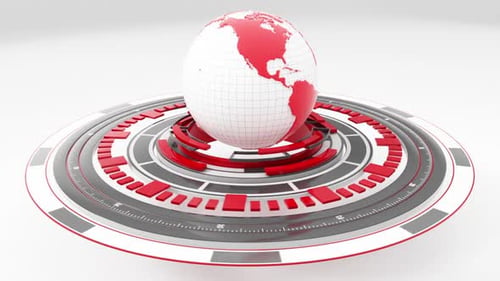 Red Planet Earth Hi-tech 3d loopable animation