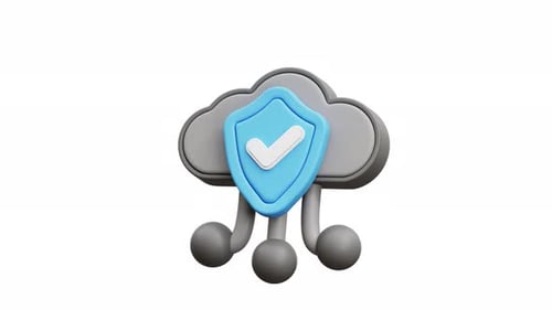 Modern 3D Cloud Security Icon Animation