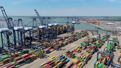 Aerial View of Bustling Felixstowe Port