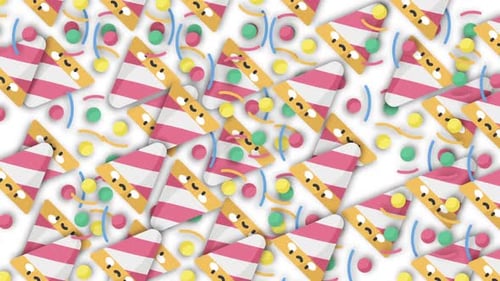 Confetti Birthday And Party Icons Background Loop