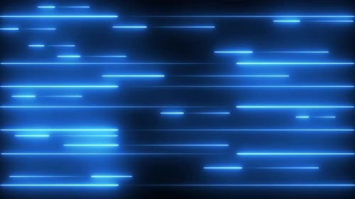 Abstract Neon Blue Horizontal Data Flow Lines Background