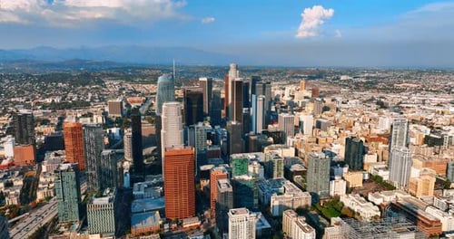 Beautiful view of modern financial center of Los Angeles, California, the USA.