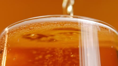 Close Up of Beer Pouring into Glass