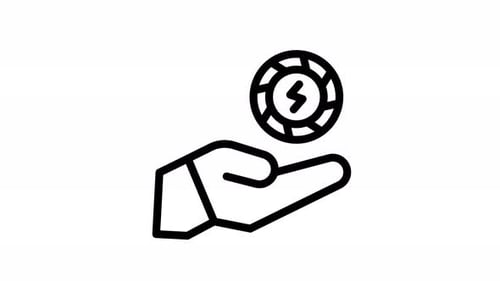 Minimalist Line Art Hand Holding Power Token Animation
