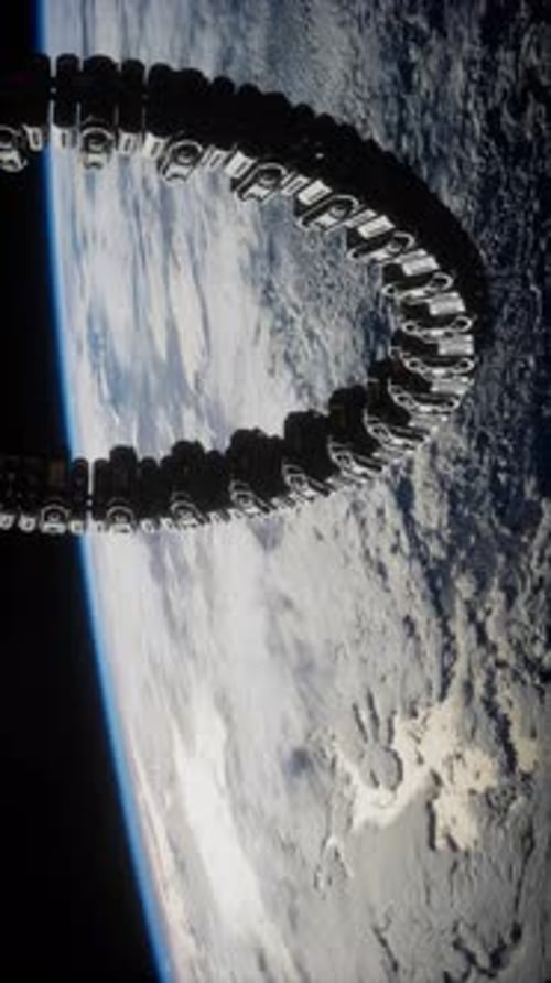 Futuristic Space Station on Earth Orbit