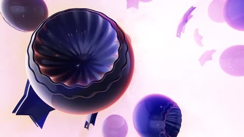 Dynamic Abstract Background with Glossy Spheres and Stars