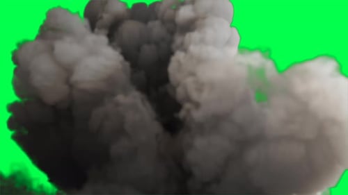 Natural Dense Smoke Cloud Burst Transition Green Screen